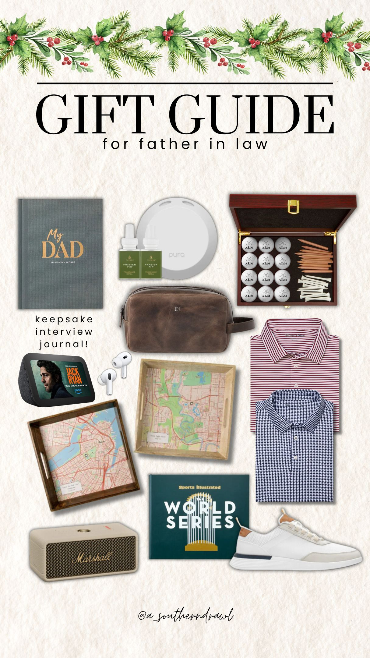 Gift Guide: Father in Law🎁

Father-in-law gifts, personalized gifts, unique gifts for dad, thoughtful gifts for father-in-law, custom gifts, gift ideas for father-in-law, practical gifts, luxury gifts, sports gifts, tech gifts, outdoor gifts, BBQ tools, custom leather gifts, whiskey accessories, personalized cufflinks, gifts for men, family gifts, fishing gear, golf accessories, grilling tools, personalized photo gifts, hobby gifts, home decor, watch box, tools, tech gadgets, personalized wallets, gift sets, vintage gifts, travel accessories, comfort gifts, books, subscription boxes, experience gifts, gourmet food baskets, spa gifts, custom artwork, adventure gifts, sports-themed gifts, home bar accessories, cozy gifts, activity gifts, travel gear, DIY gifts, holiday gifts, personalized home items, gardening tools, pet-related gifts, memory gifts, family keepsakes, Grace White, A Southern Drawl 

 #LTKGiftGuide #LTKHoliday #LTKSeasonal