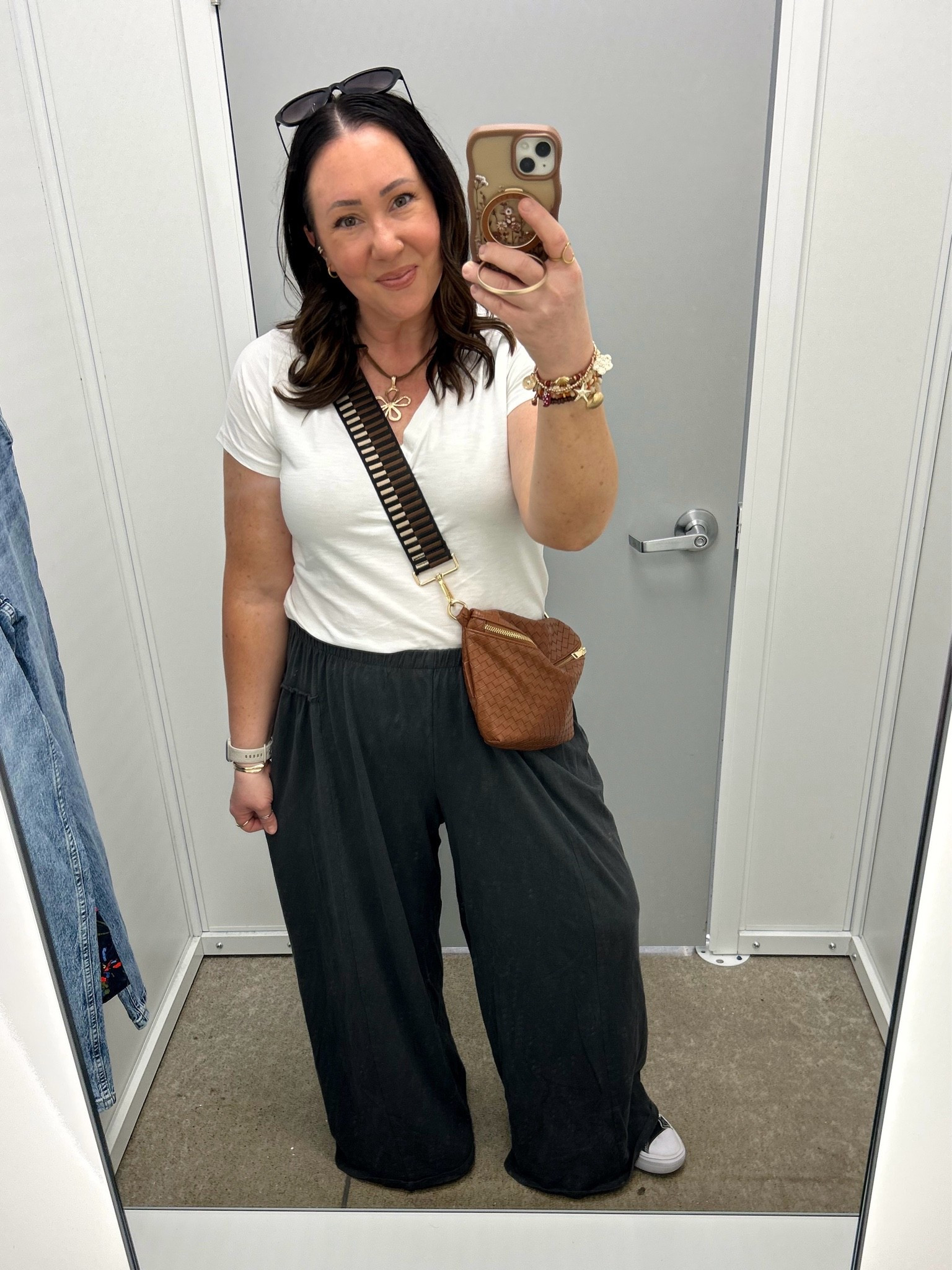 OOTD! Large v neck tee. Large @Aerie wide leg pants. Converse platform shoes run true to size. Amazon bag fave.

#LTKootd #LTKMidsize #LTKmomlife