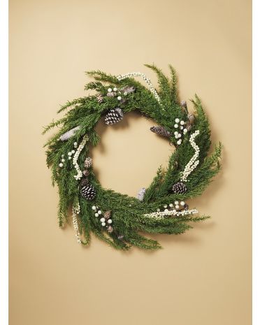 28in Artificial Pine Wreath With Berries | HomeGoods