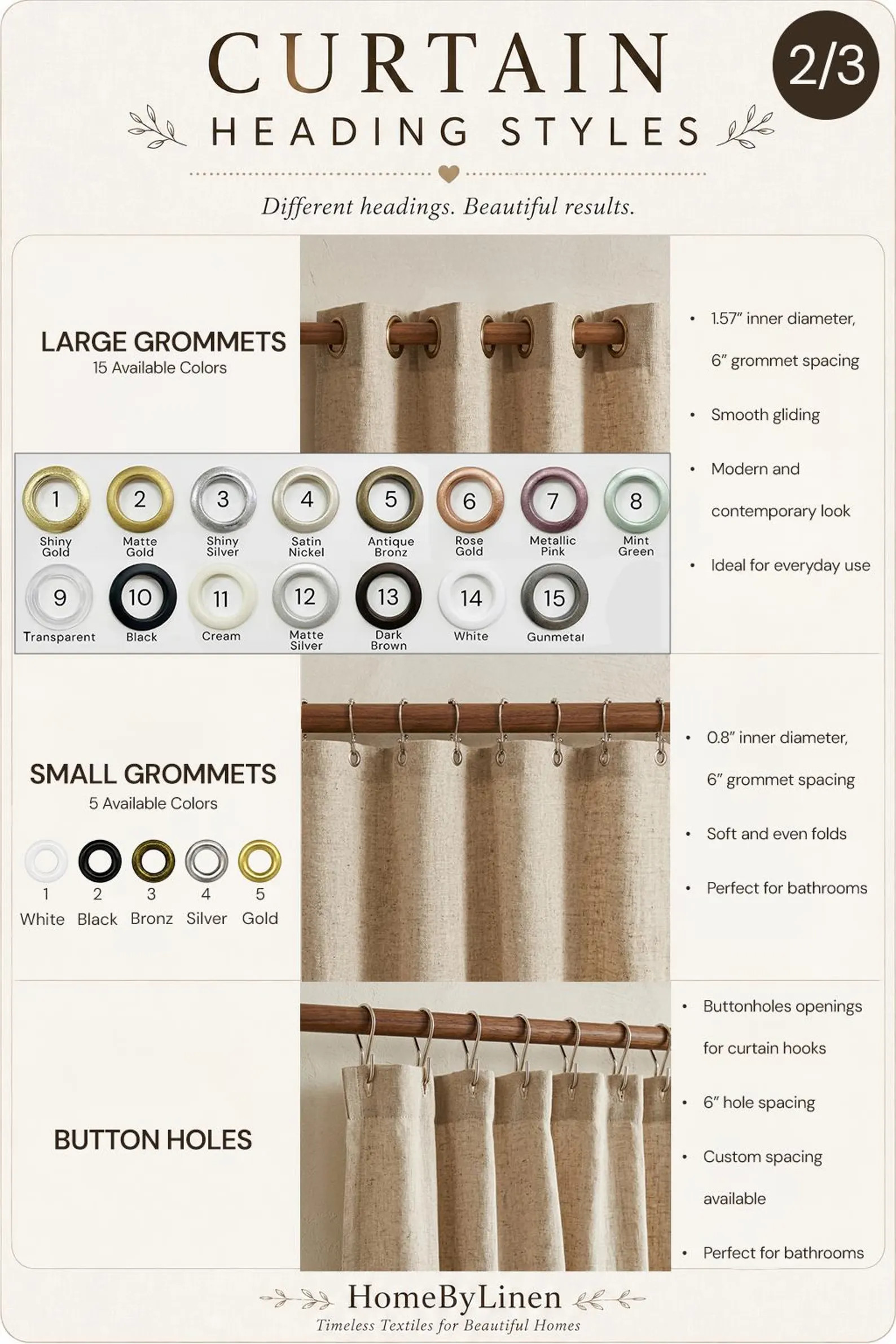 Custom Size, %100 European Linen Bathroom or Shower Curtain with buttonholes and Small Grommets | Etsy (Global)