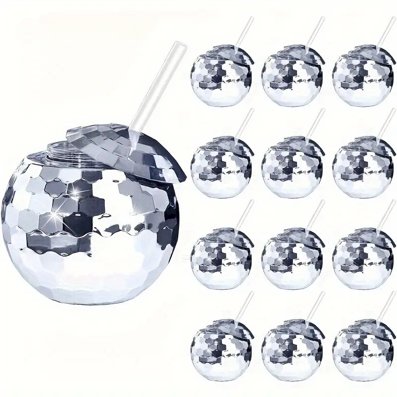 12 PCS Disco Silver Ball Cups, 20Oz Disco Party Cups With Lid And Reusable Straw Flash Ball Cockt... | Temu Affiliate Program