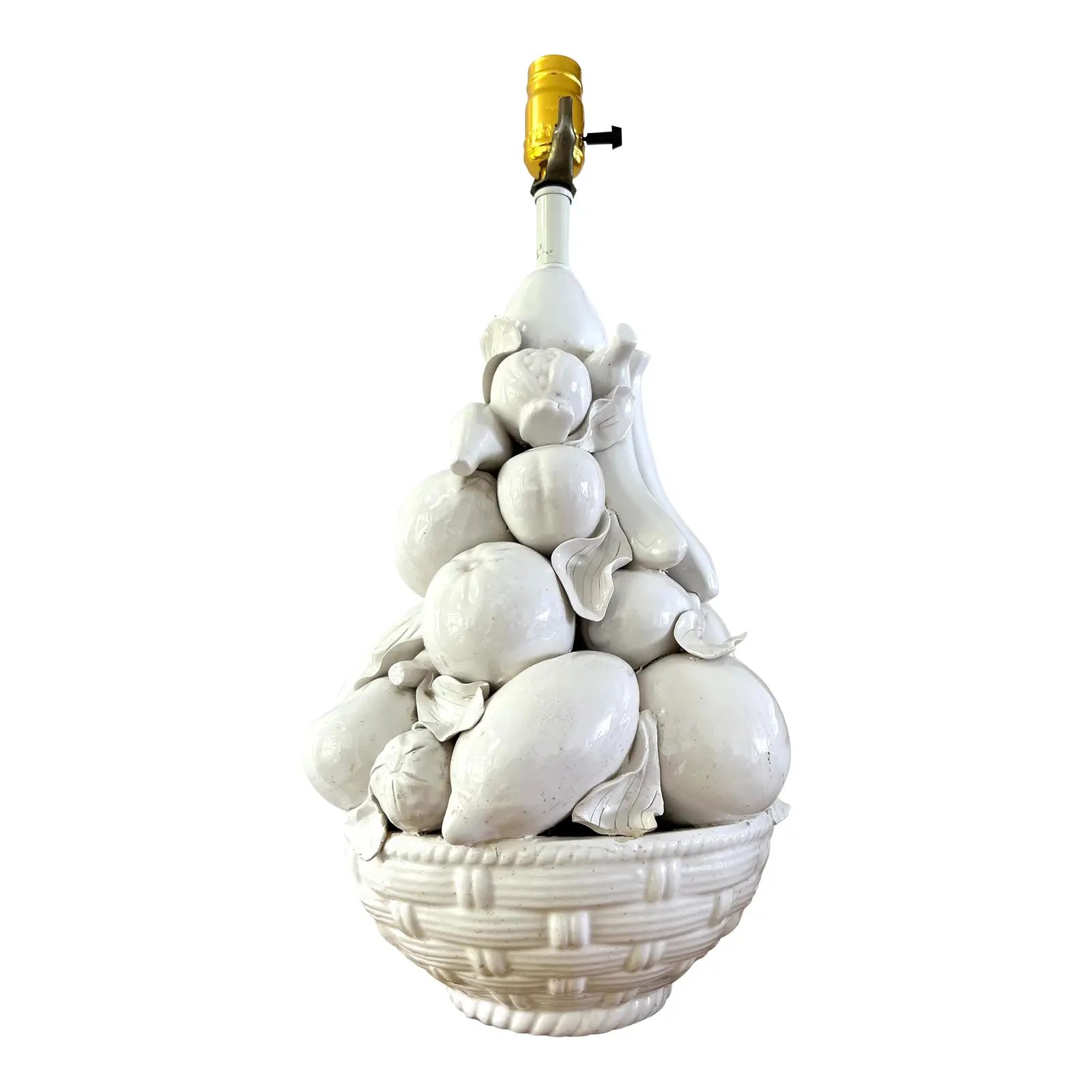 Italain Blanc De Chine White Fruit Topiary Lamp | Chairish