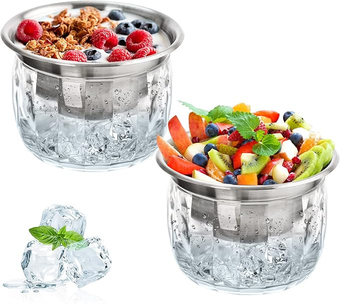 ZENFUN 2 Pack 20 Oz Chilled Dip Bowl with Acrylic Ice Bowl Base, Stainless Steel Ice Chilled Serv... | Amazon (US)