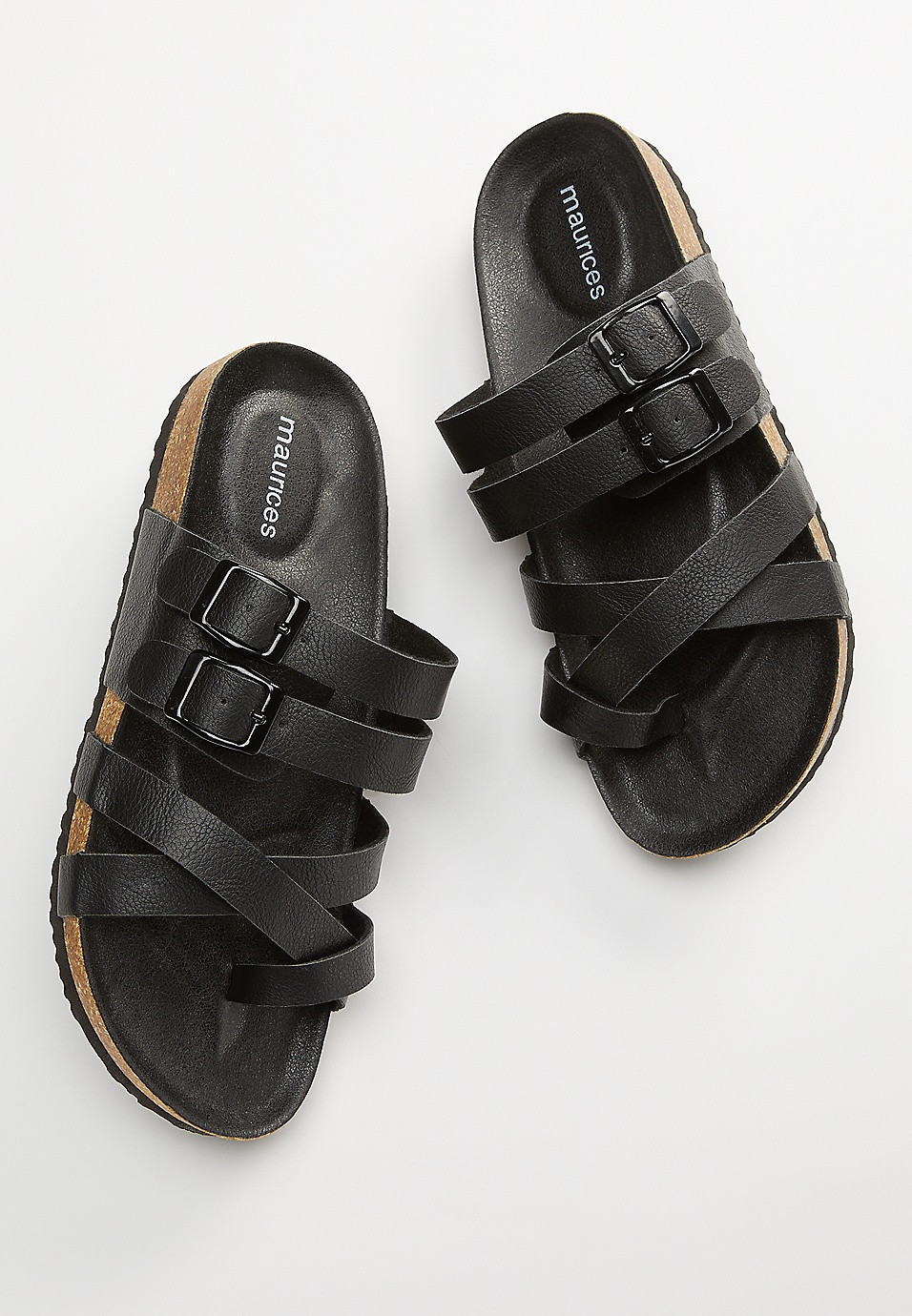 Hannah Black Footbed Sandal | Maurices