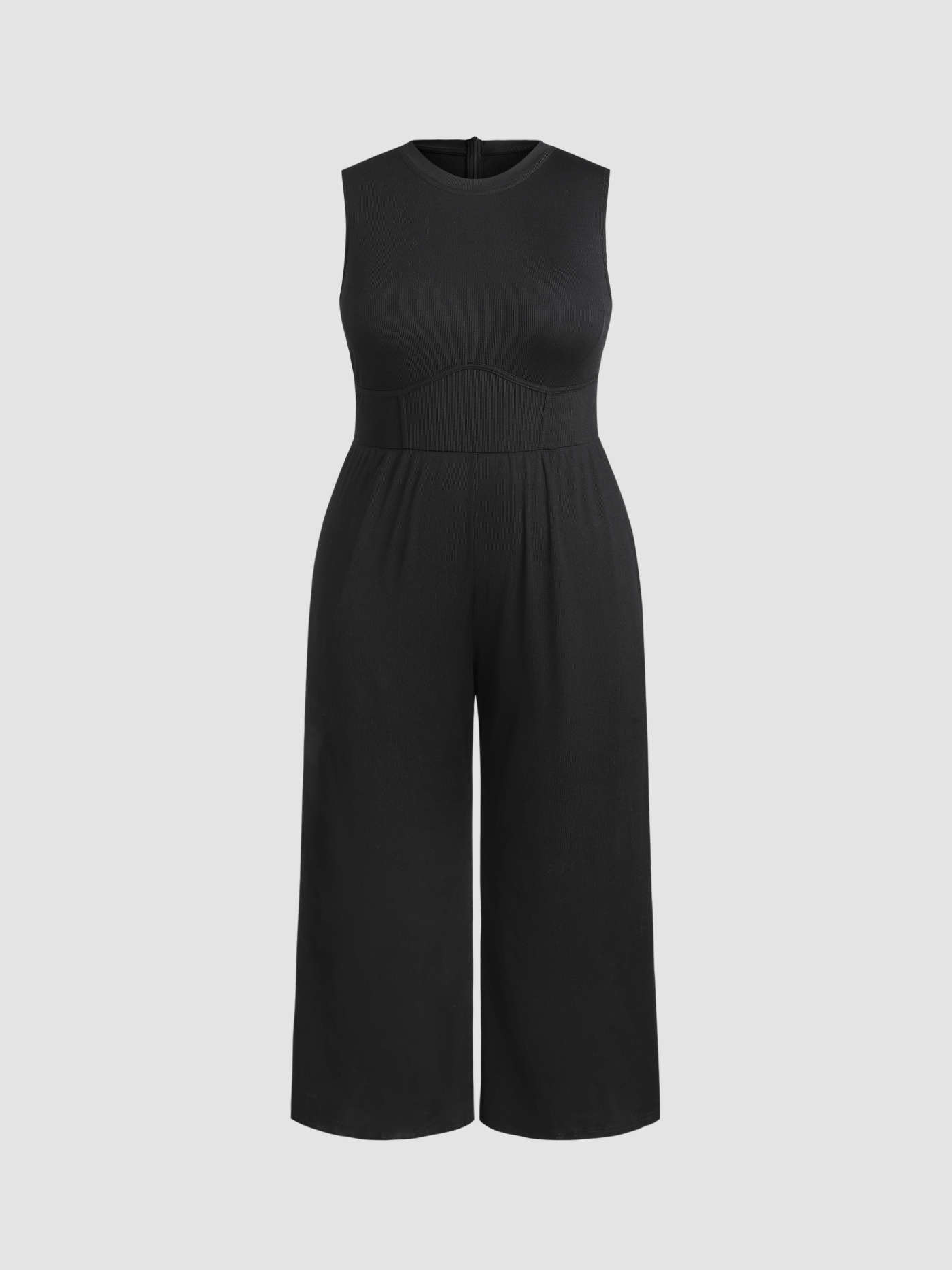 Solid Sleeveless Wide Leg Jumpsuit Curve & Plus | Cider