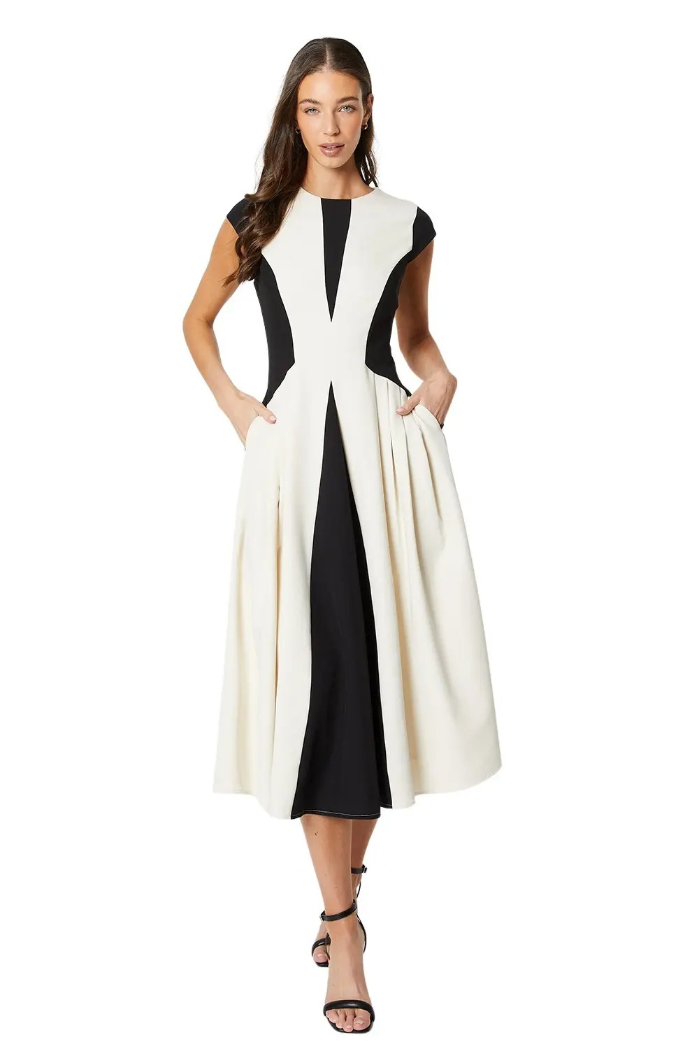 Crepe Color Block Midi Dress (Women) | Nordstrom | Nordstrom