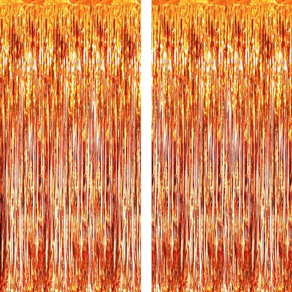 GOER 6.4 ft x 9.8 ft Metallic Tinsel Foil Fringe Curtains,Pack of 2 Party Streamer Backdrop for B... | Amazon (US)