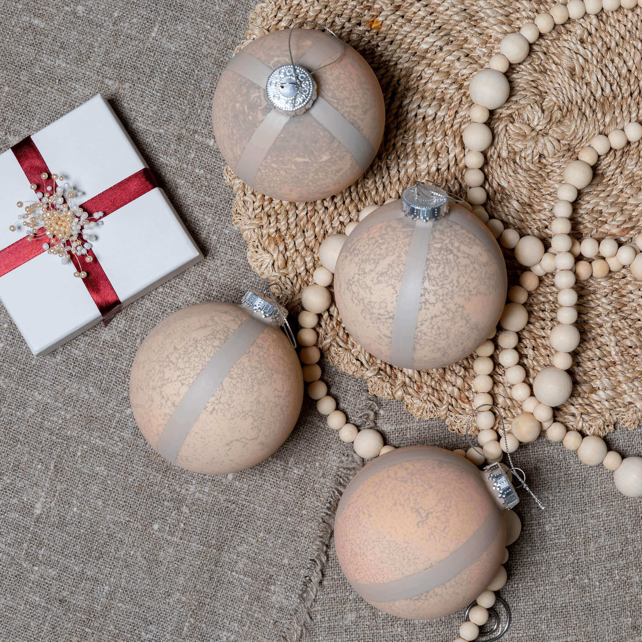 Rustic Stripe Glass Ornament (4 Pack) | King of Christmas