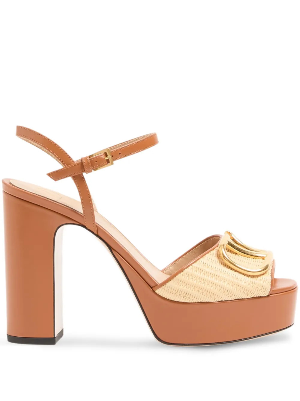 Valentino Garavani logo-plaque platform sandals - Brown | Farfetch Global