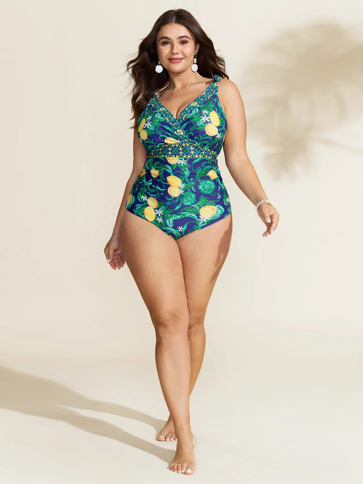 Two-Piece Citrus Print Sarong Swimsuit | Bloomchic