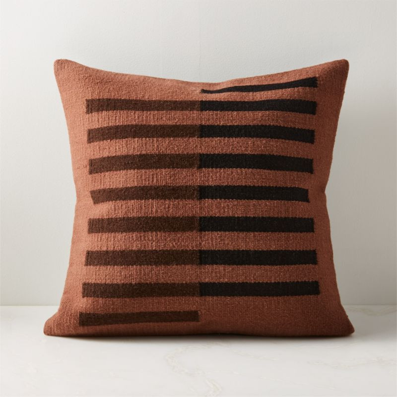 Rhava Woven Brown Modern Throw Pillow with Feather-Down Insert 20" | CB2 | CB2