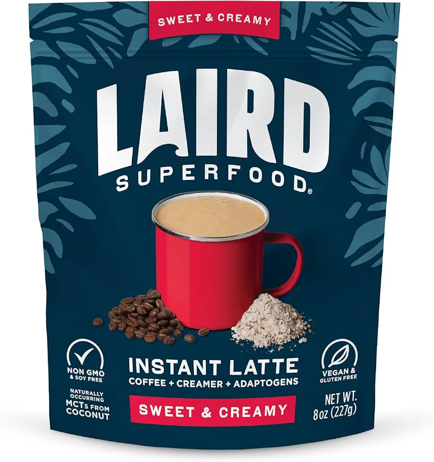 Laird Superfood Instant Latte 100% Arabica Coffee Sweet & Creamy, Non-Dairy, Superfood Creamer, G... | Amazon (US)