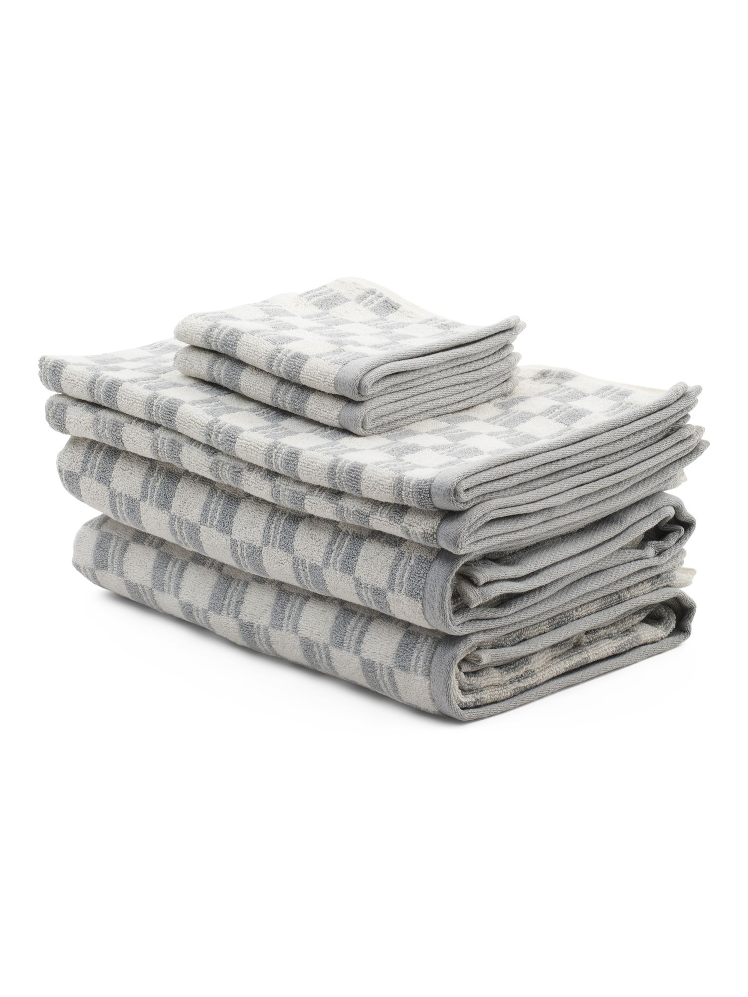 6pc Jacquard Checkered Towel Set | TJ Maxx
