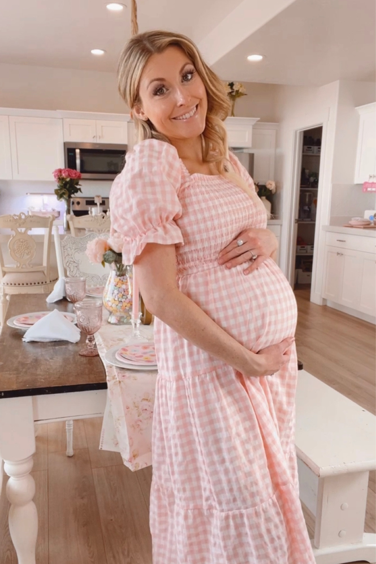 My favorite dress for Valentines or Spring 💕 They have multiple colors and it’s so comfy and cute 💕 it’s not a maternity dress but works well with a baby bump 

#LTKstyletip #LTKbump #LTKbeauty