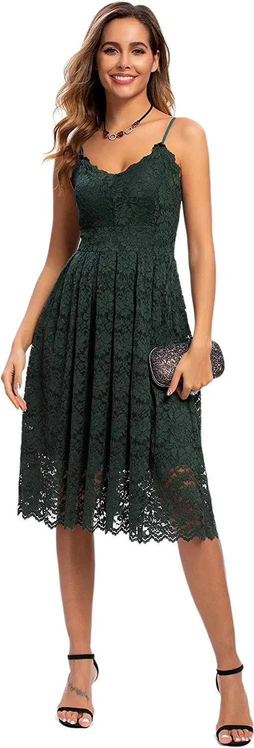 Atnlewhi Womens Spaghetti Strap V Neck Sleeveless Evening A Line Dresses Cocktail Formal Wedding ... | Amazon (US)