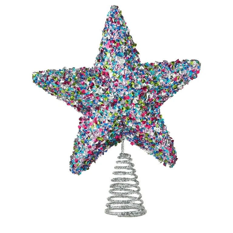 Chunky Sequins Star Christmas Tree Topper, Multicolor, 11", by Holiday Time | Walmart (US)