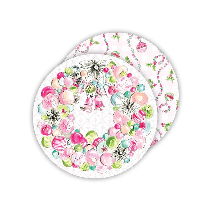 Vintage Ornament Wreath Paper Coasters | Rosanne Beck Collections