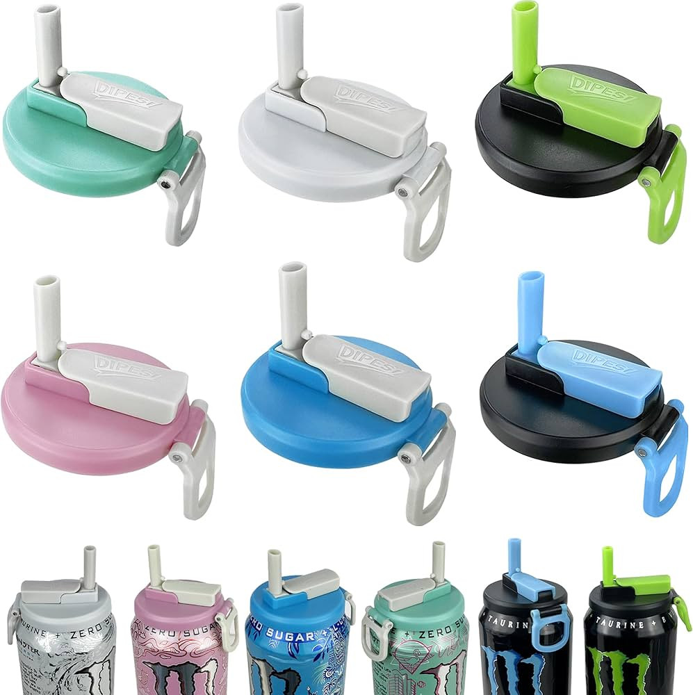 6 Pack Soda Can Lids with Straws,Inspired by Energy Drink Can Colors, Reusable BPA-Free Can Tops ... | Amazon (US)