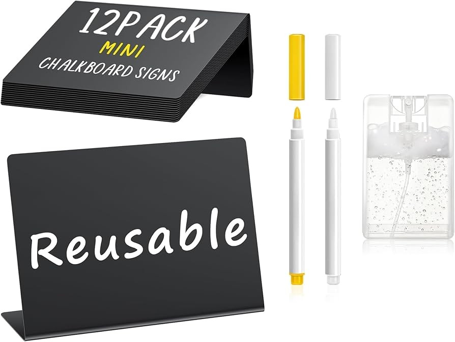 PigPotParty 12 Pcs Food Labels for Party Buffet 4"x3" Mini Chalkboard Signs | Amazon (US)