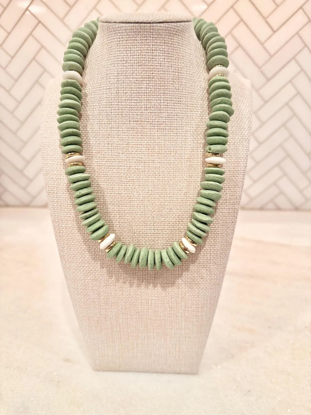 Handmade Green and White Ashanti Glass Bead | African Trade Bead Necklace | Chunky Statement | Gi... | Etsy (US)