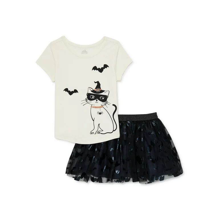 Halloween Way to Celebrate! Baby and Toddler Girl Short-Sleeve T-Shirt and Tutu Outfit Set, 2-Pie... | Walmart (US)