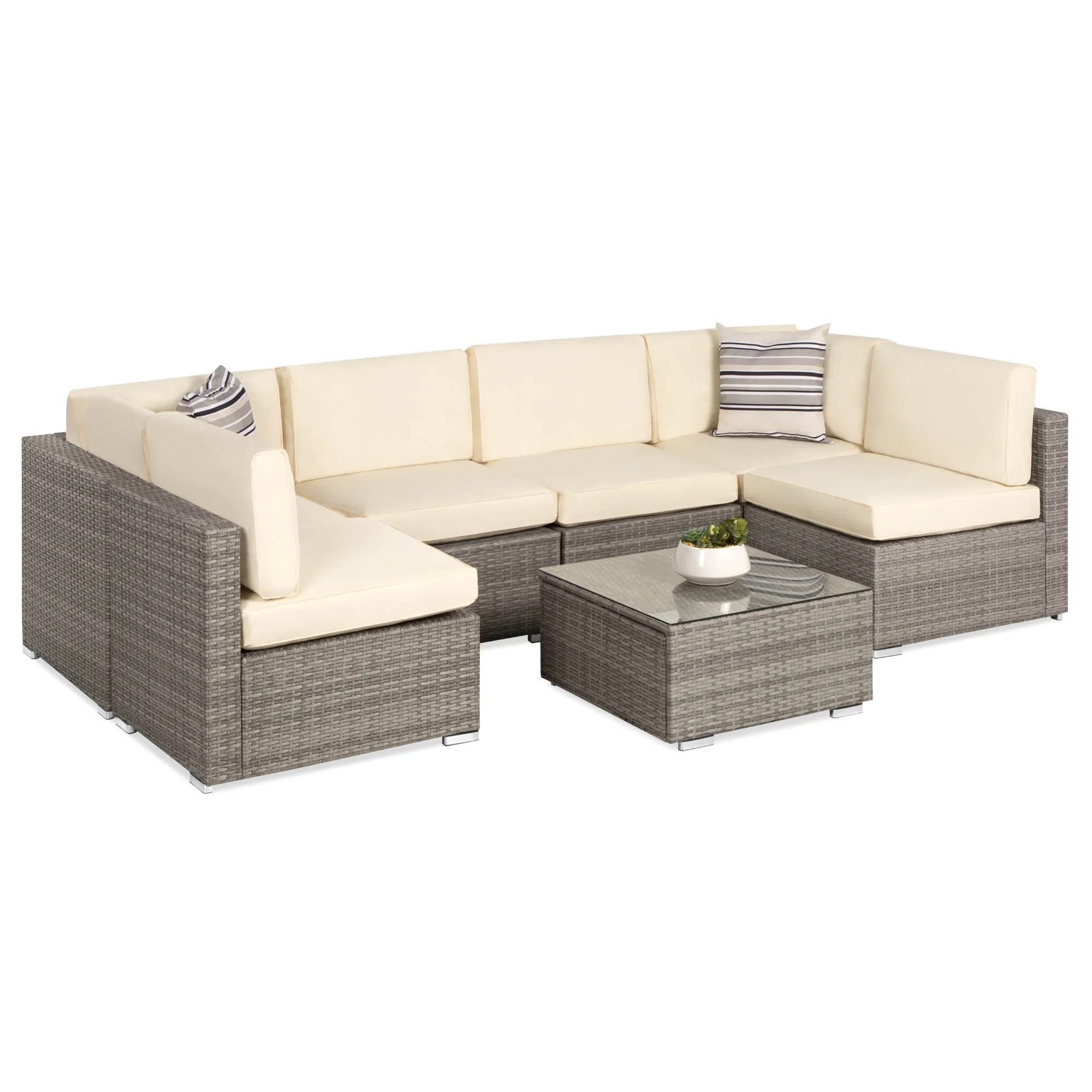 Best Choice Products 7-Piece Modular Outdoor Conversational Furniture Set, Wicker Sectional Sofas... | Walmart (US)