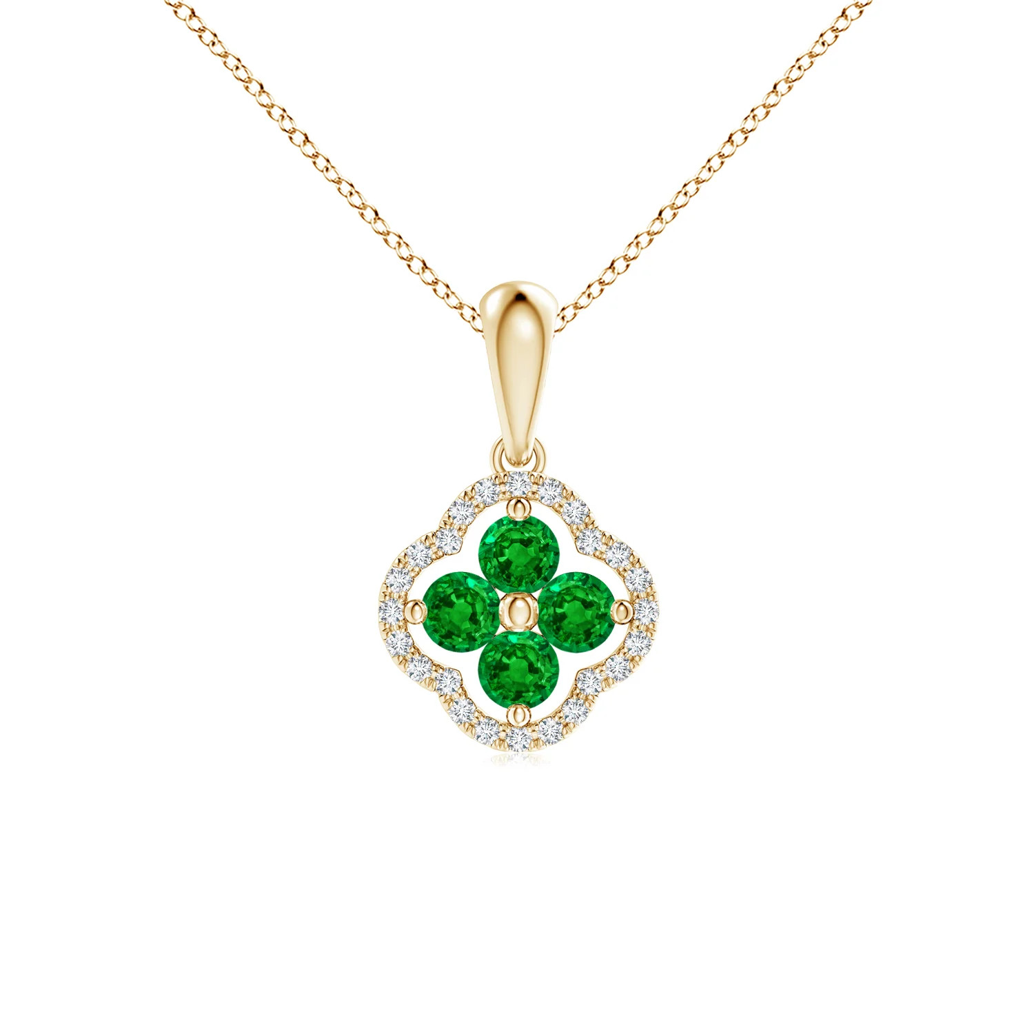 Diamond Framed Emerald Clover Pendant | Angara Inc.