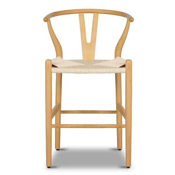 Poly & Bark Weave 23.5" Seat Height Counter Stool - Solid Wood with Woven Seat - Natural | Bed Bath & Beyond