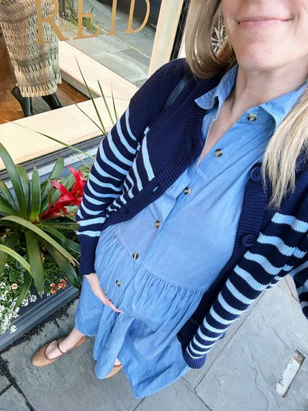 Easy breezy spring outfit! I love the Weight of this cardigan over a dress or paired with jeans + my favorite raffia flats are making another appearance! I can’t stop wearing these raffia mary janes 💙 

#LTKshoecrush #LTKstyletip