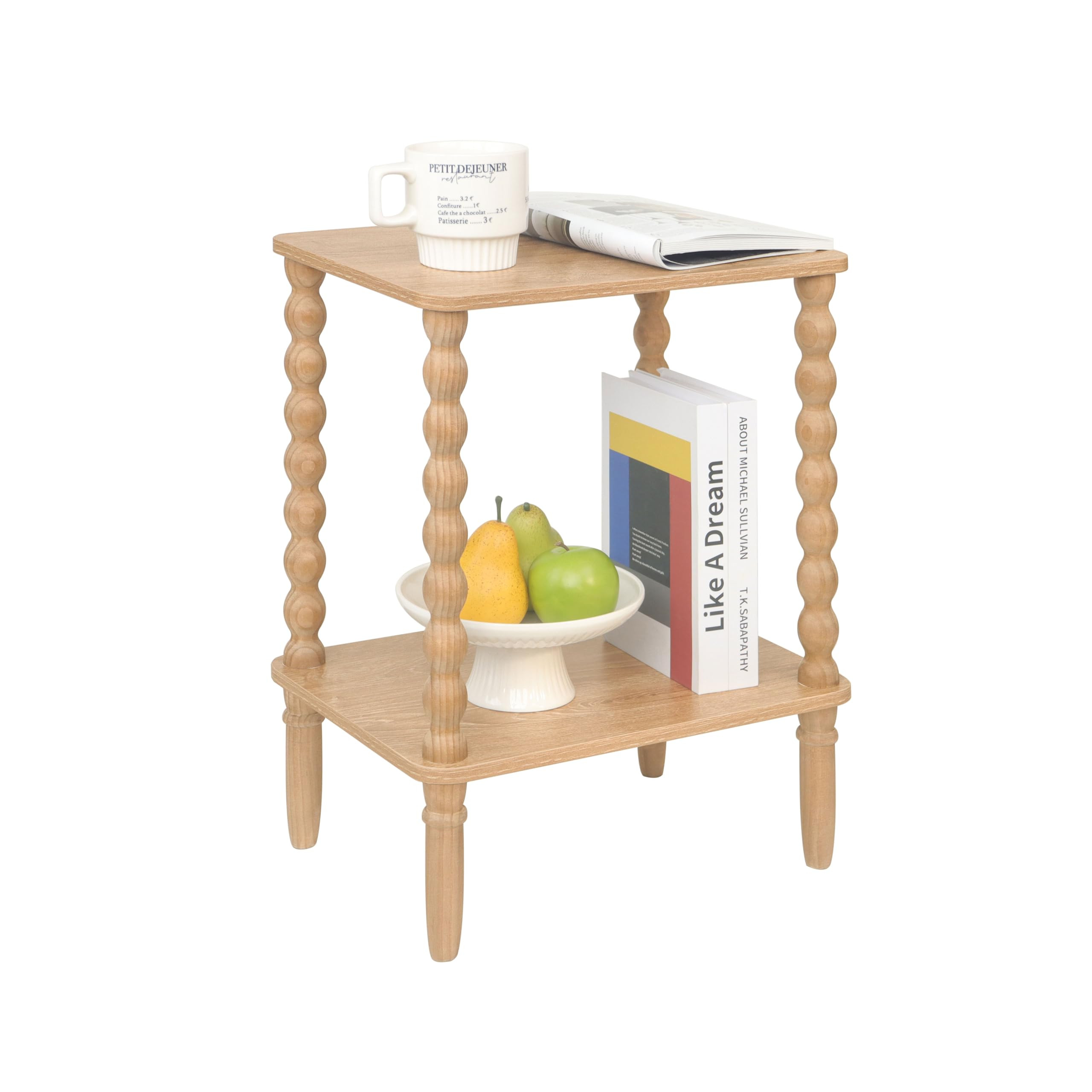 Small End Table, Couch Side Table with 2-Tire Storage Shelf, Wood Coffee Table for Bedroom, Livin... | Amazon (US)