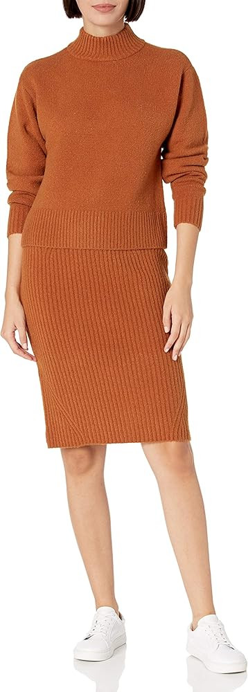 Daily Ritual Women's Relaxed-Fit Cozy Boucle Mockneck Sweater & Pencil Skirt 2-Piece Outfit | Amazon (US)