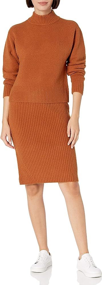 Daily Ritual Women's Relaxed-Fit Cozy Boucle Mockneck Sweater & Pencil Skirt 2-Piece Outfit | Amazon (US)