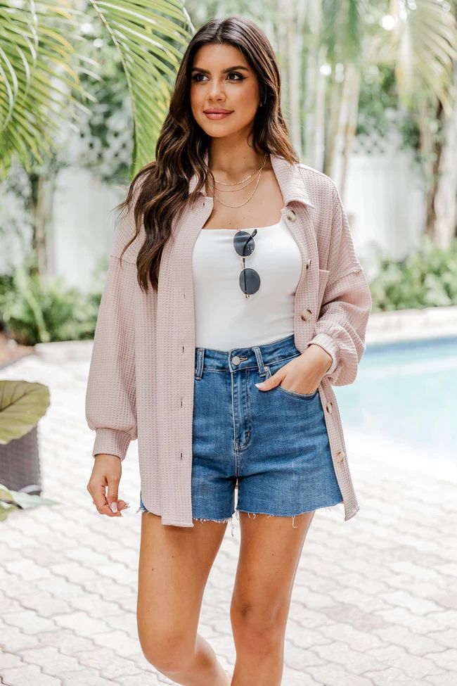 Need A Little More Oatmeal Waffle Shacket | Pink Lily