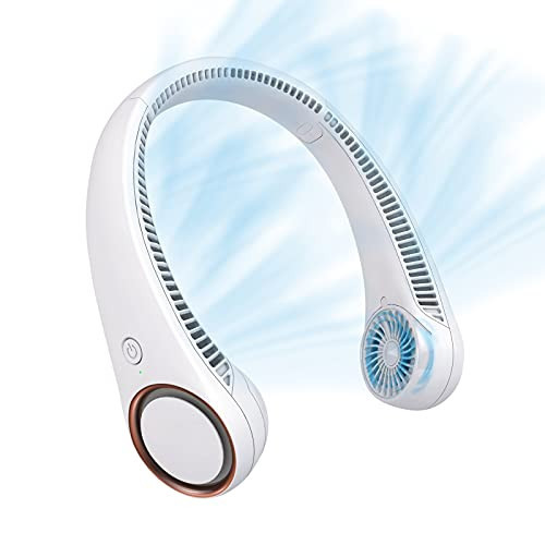 CIVPOWER Neck Fan: Portable Personal Neck Cooling Rechargeable Bladeless Fan - Hands Free 3 Speed 4000 mAh Battery USB Operated Wearable Headphone Design - Gift for Men Women Outdoor (White) | Amazon (US)