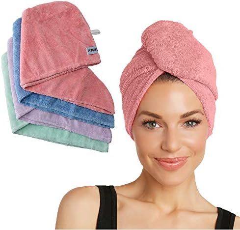 Turbie Twist Microfiber Hair Towel Wrap for Women and Men | 4 Pack | Quick Dry Turban for Drying Cur | Amazon (US)