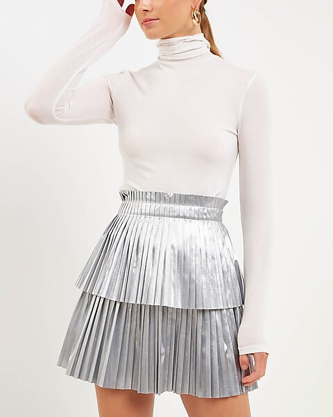 Endless Rose Shiny Pleated Mini Skirt | Express