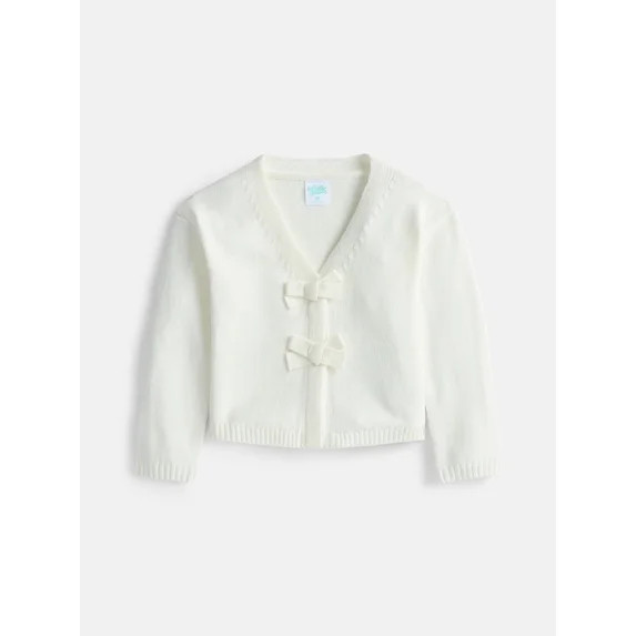 Wonder Nation Toddler Girls' Bow Front Cardigan Sweater with Long Sleeves, Sizes 12M- 5T | Walmart (US)