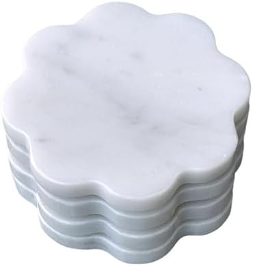 Marble Coasters Set of 4 - Natural Stone Coaster for Drinks, Modern Cup Holders, Bar Coffee Table... | Amazon (CA)
