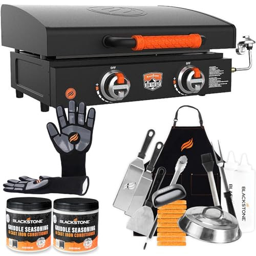 22 Inch Blackstone Griddle with Lid, Nonstick on the Go Tabletop Gas Griddle Outdoor Grill with Blackstone Accessories, Seasoning, Blackstone Gloves | Amazon (US)