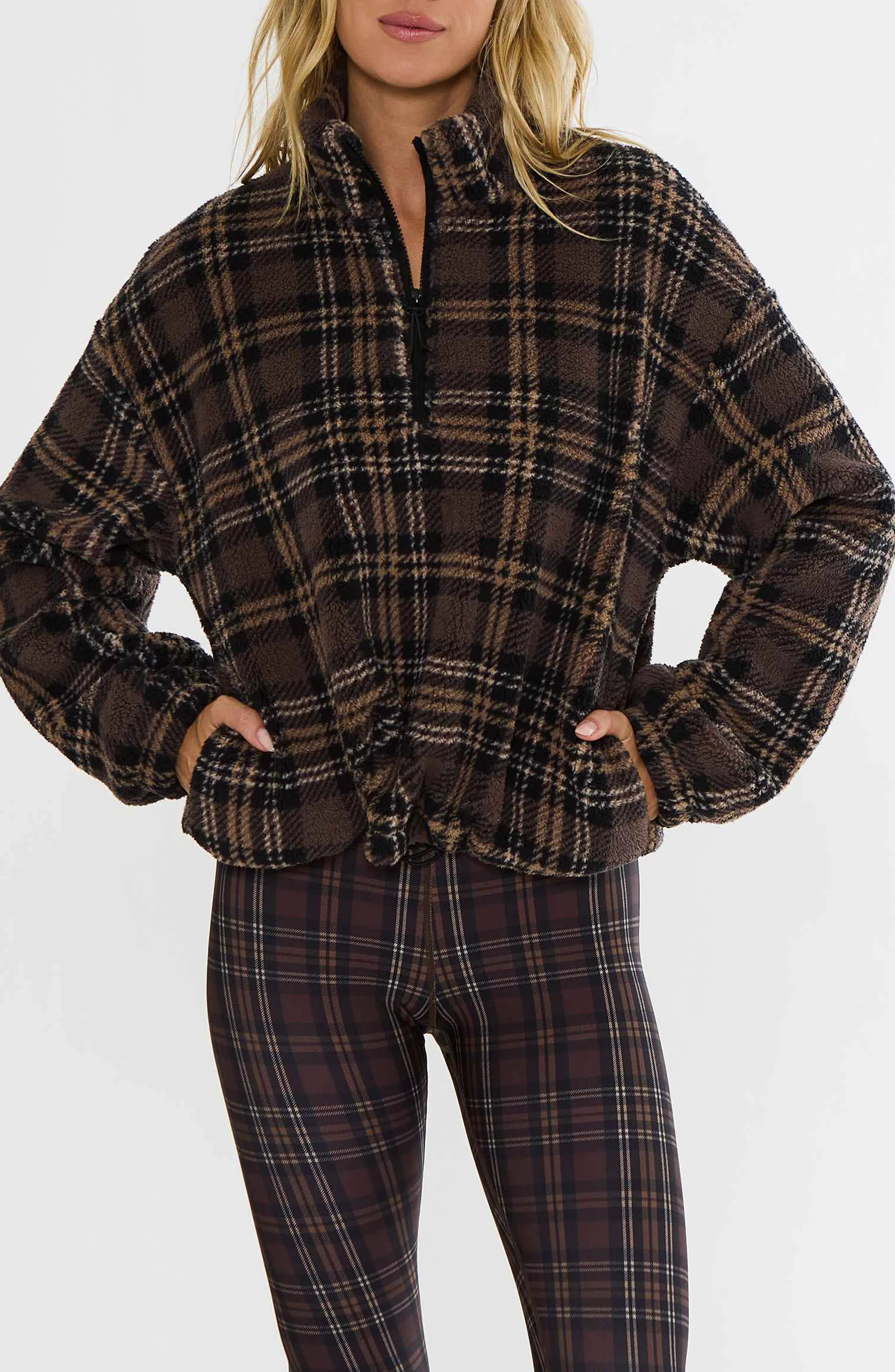 Beach Riot Leona Check Fleece Jacket (Women) | Nordstrom | Nordstrom