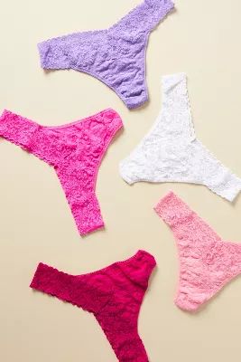 Hanky Panky High-Rise Lace Thongs, Set of 5 | Anthropologie (US)