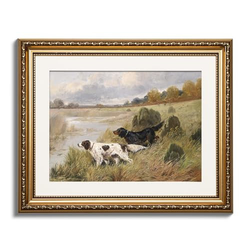 ARPEOTCY Vintage Gold Framed Wall Art, Retro River Landscape Paintings, Canvas Prints Artwork with Antique Frame, Victorian Wall Picture Decor for Room Gallery Living Room, 13x16 inch | Amazon (US)