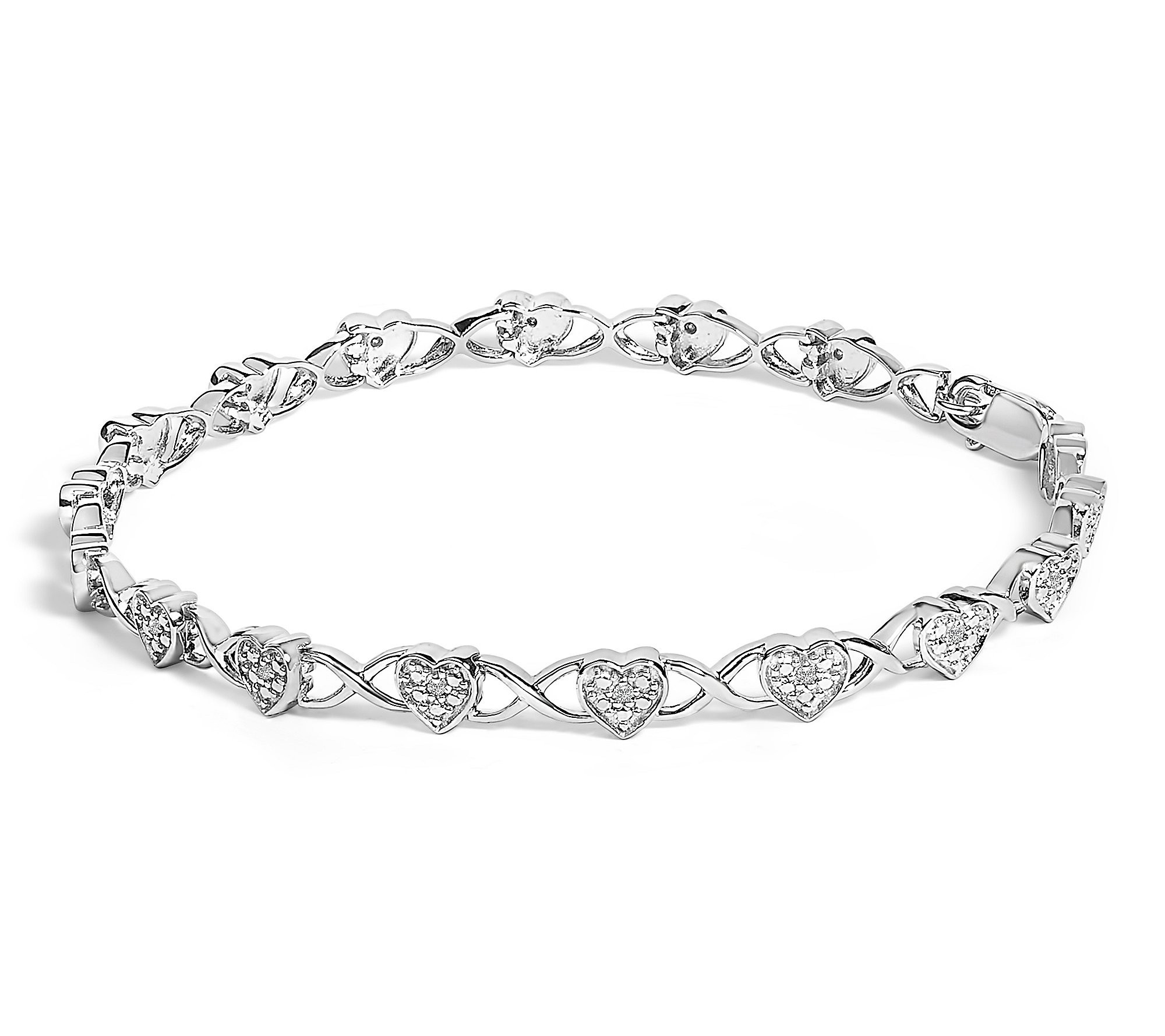 Haus of Brilliance Diamond Heart Link Bracelet, Sterling | QVC