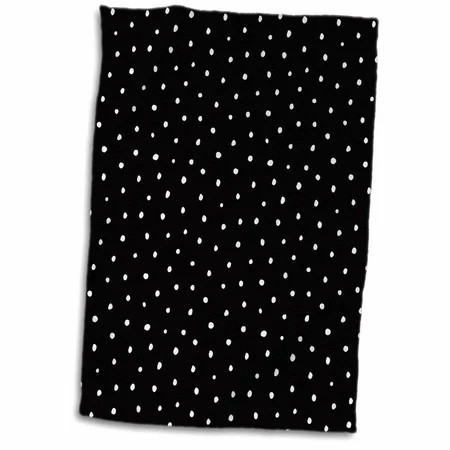 3dRose Cute Girly Trendy Polka Dot Pattern on Black-White Dots - Towel 15 by 22-inch | Walmart (US)