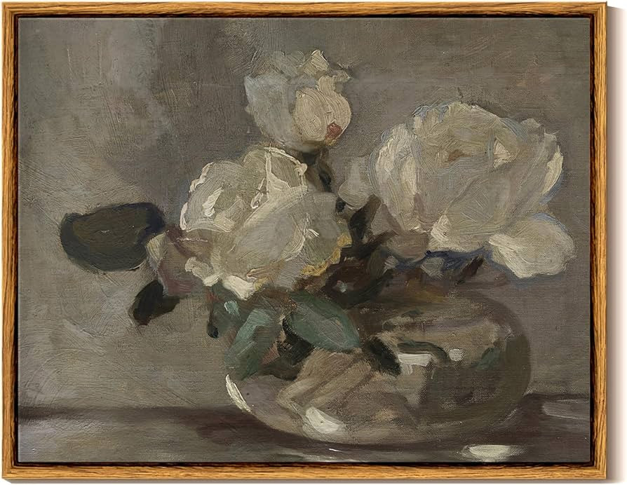 InSimSea Framed Canvas Wall Art Vintage Flower Wall Decorations, Mid Century Modern Wall Decor, B... | Amazon (US)