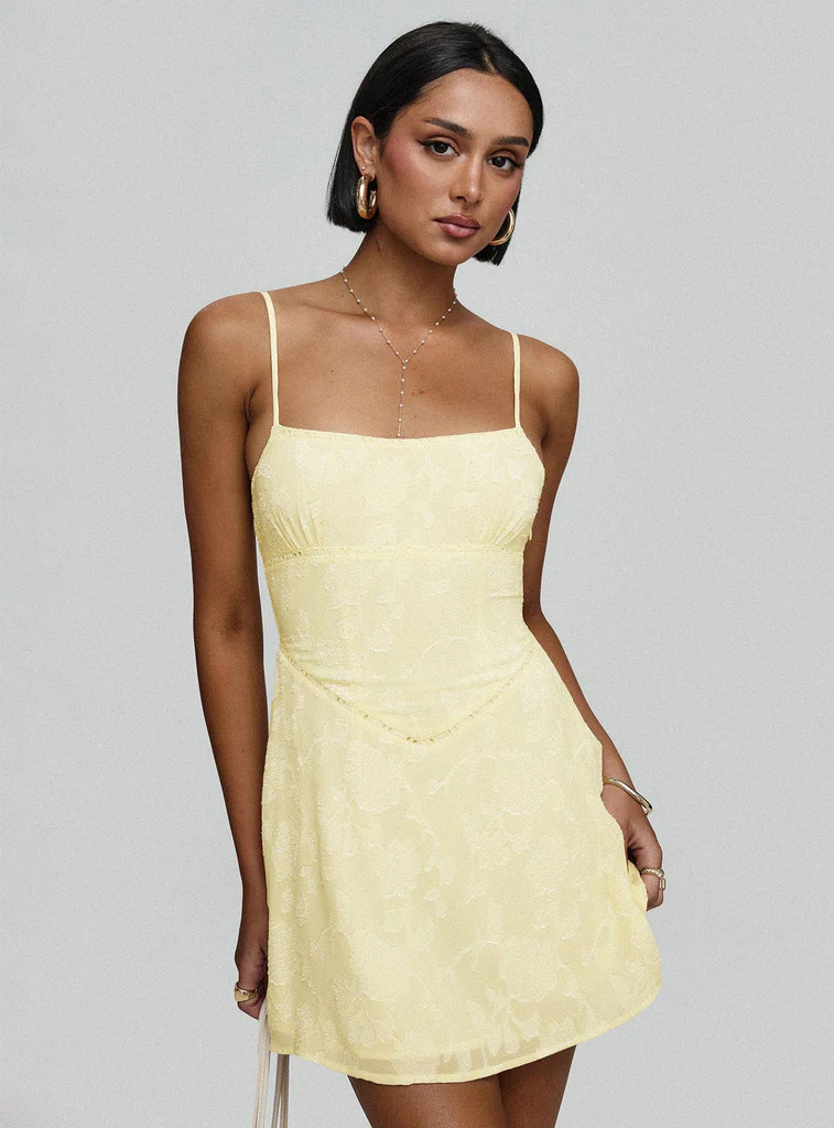 South Of France Mini Dress Yellow | Princess Polly US