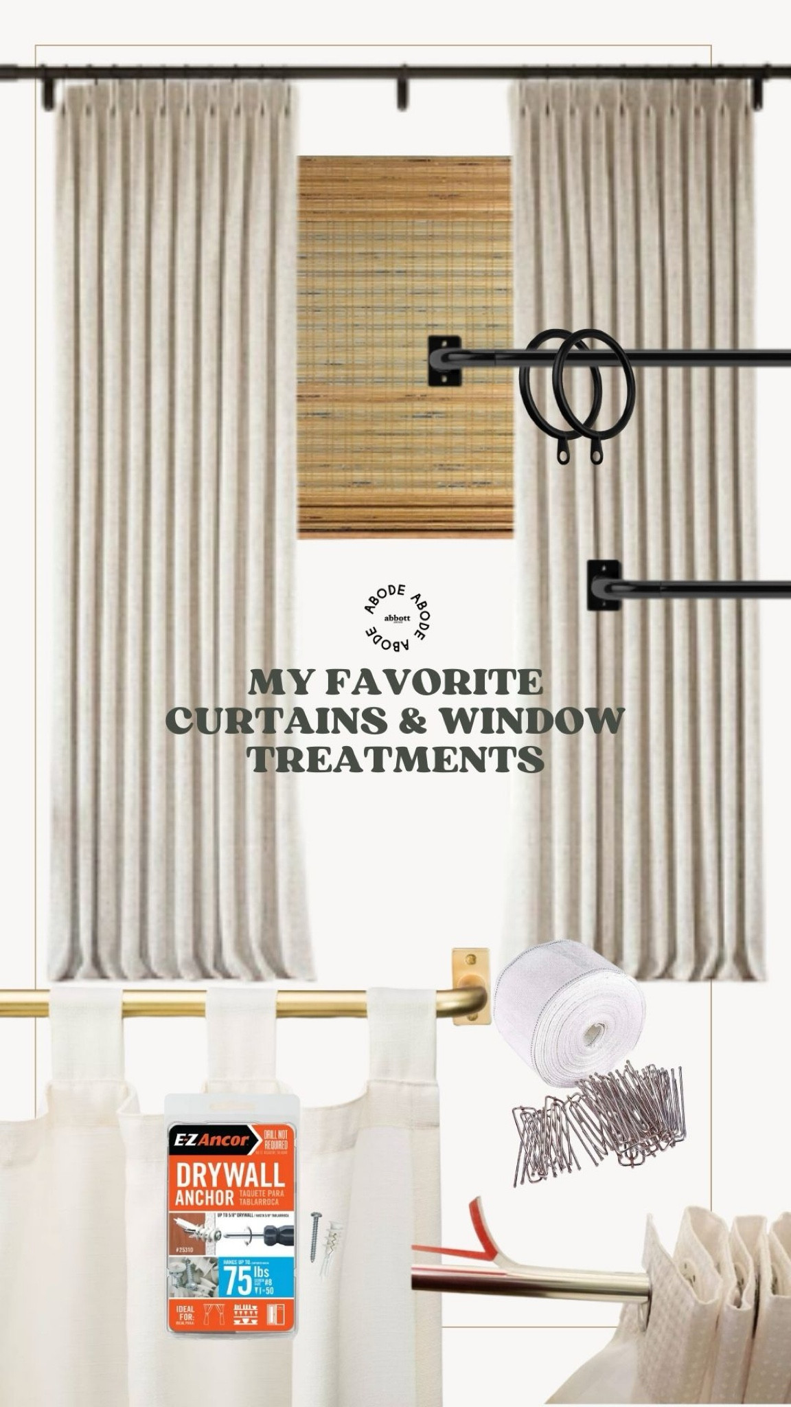 All sources for our custom tailor pleat curtains and French curtain rod.

#LTKHome