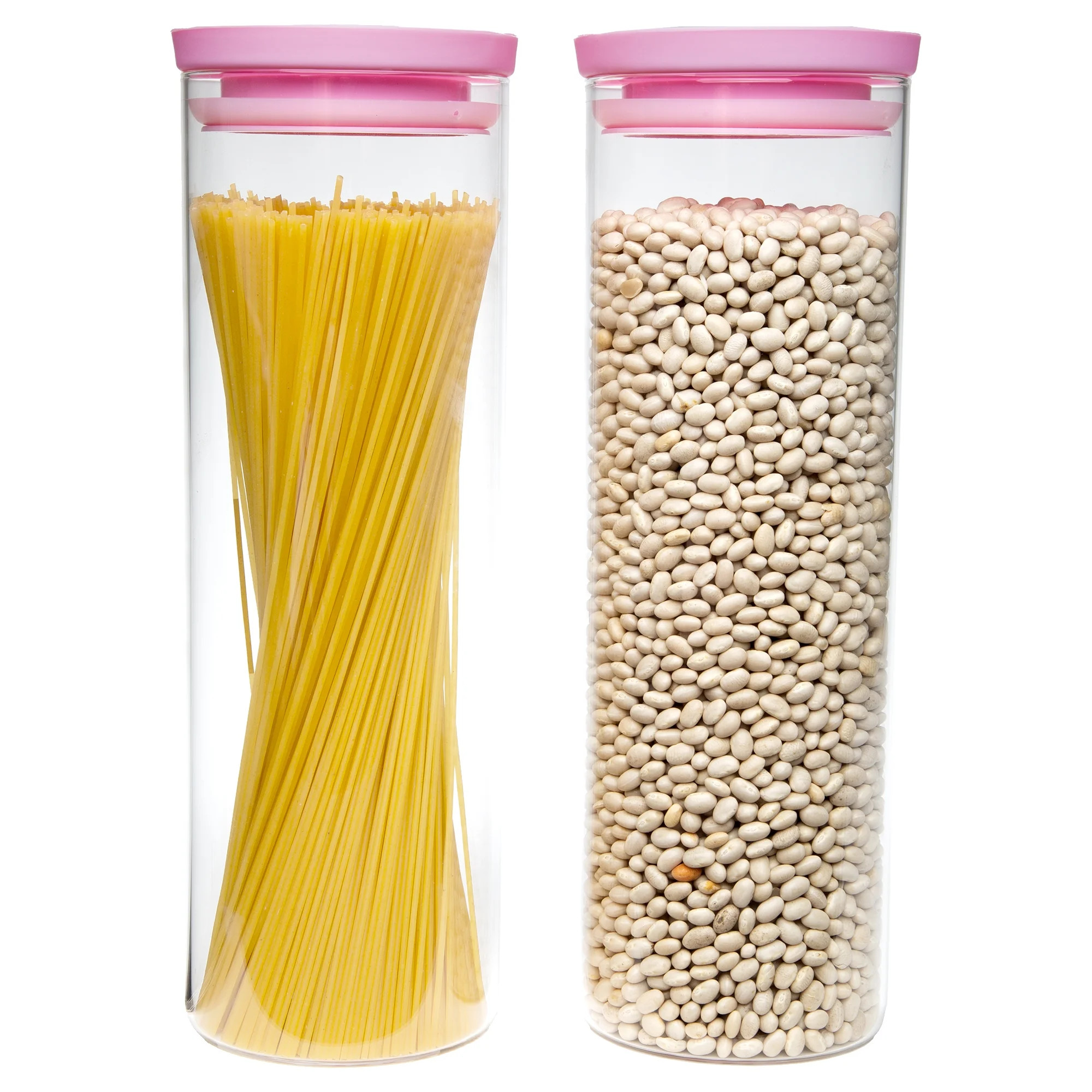 Paris Hilton Set of 2 Glass Food Storage Canisters, 7 Cup Capacity, Pink | Walmart (US)