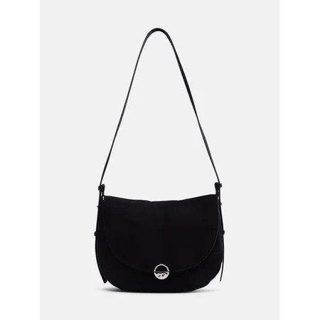 Scenario Women's Large Crossbody Suede Handbag, Black | Walmart (US)
