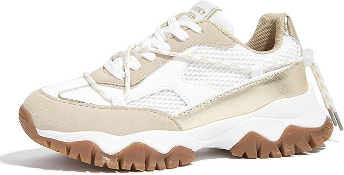 LUCKY STEP Women's Platform Colorful Fashion Sneakers Tennis Retro Colorblock Adjustable Lace Lif... | Amazon (US)